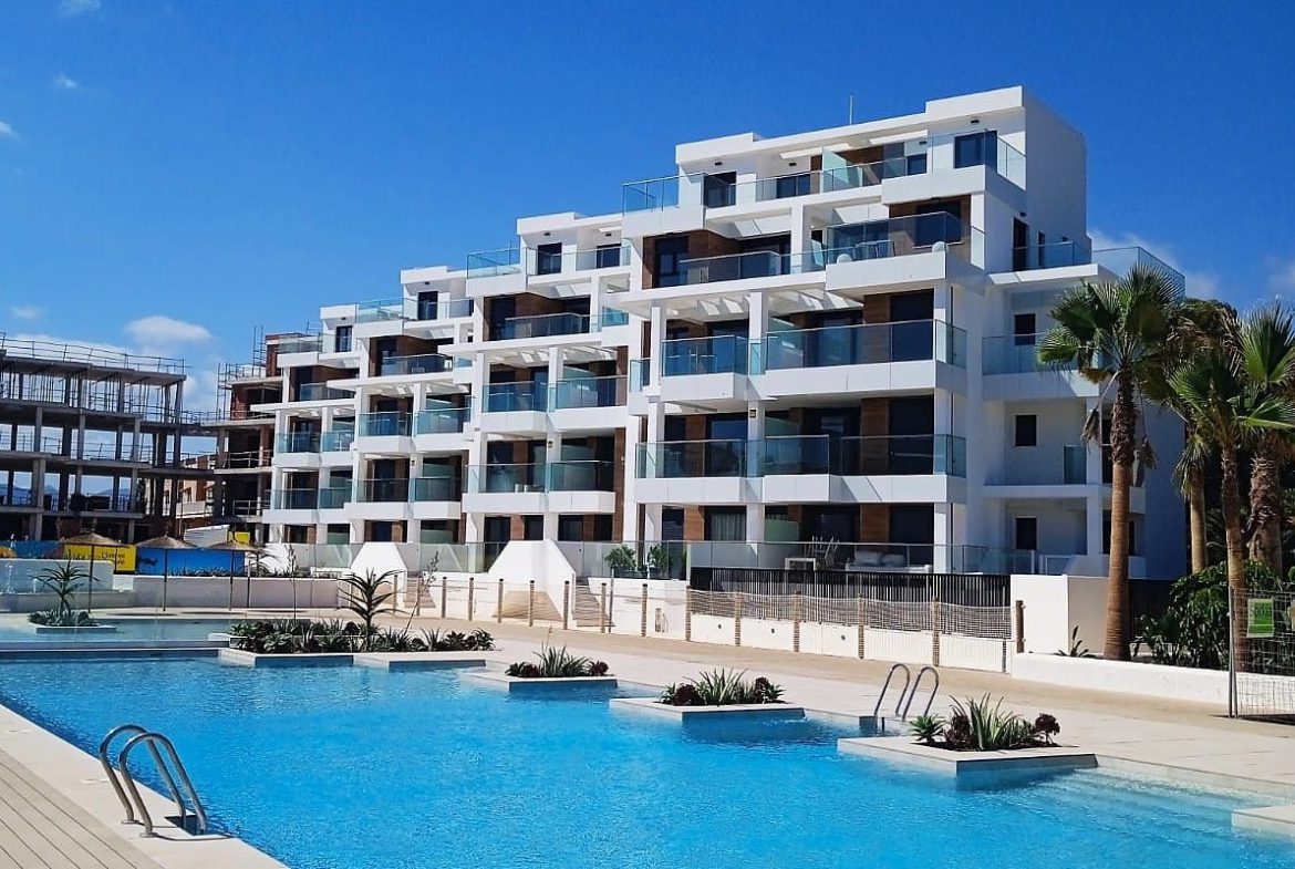 Beachfront apartments for sale in Denia Costa Blanca Spain with Mediterranean views.