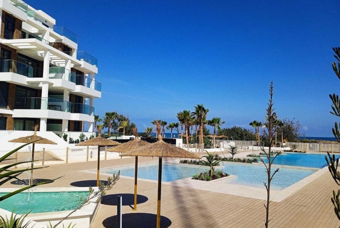 Beachfront apartments for sale in Denia Costa Blanca Spain with Mediterranean views.