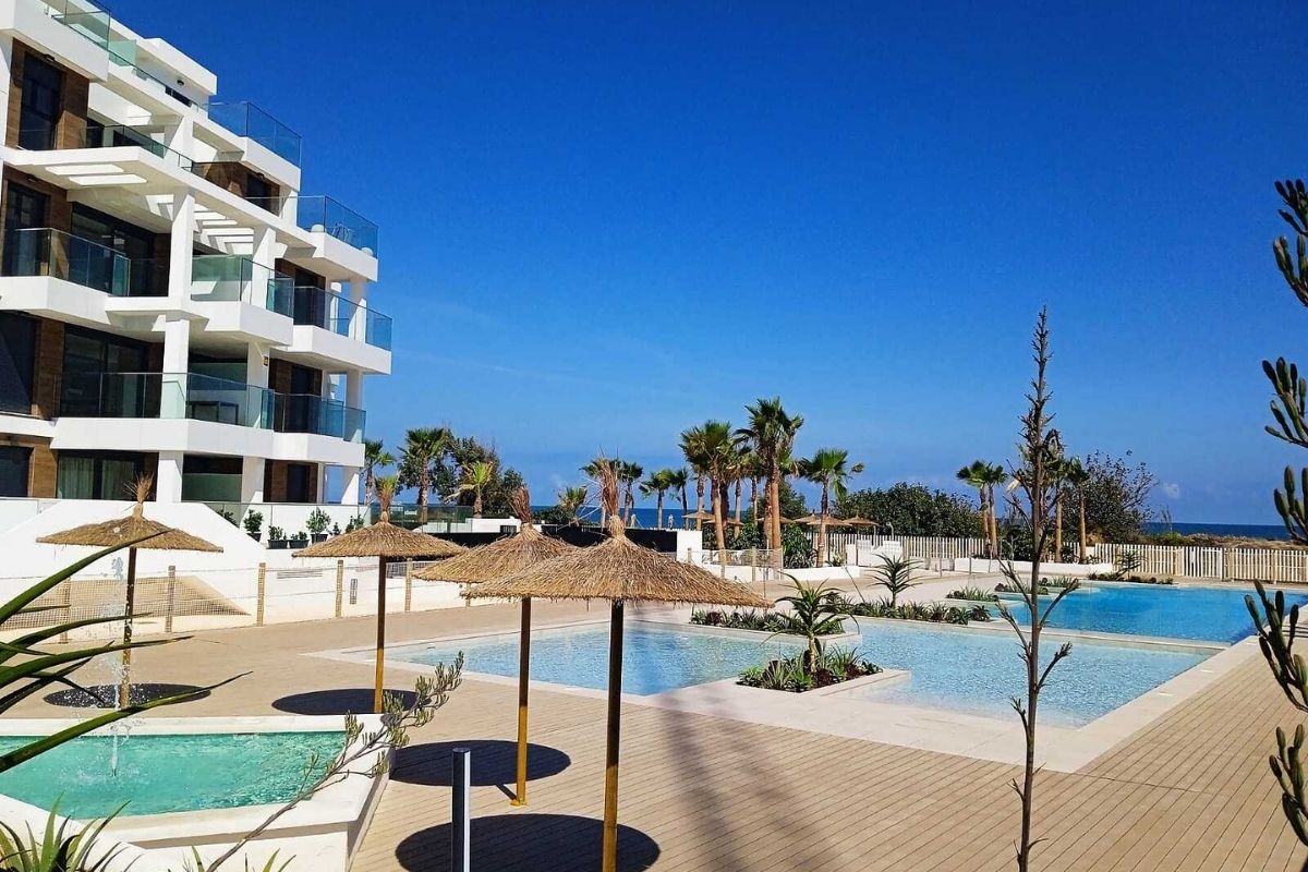 Beachfront apartments for sale in Denia Costa Blanca Spain with Mediterranean views.