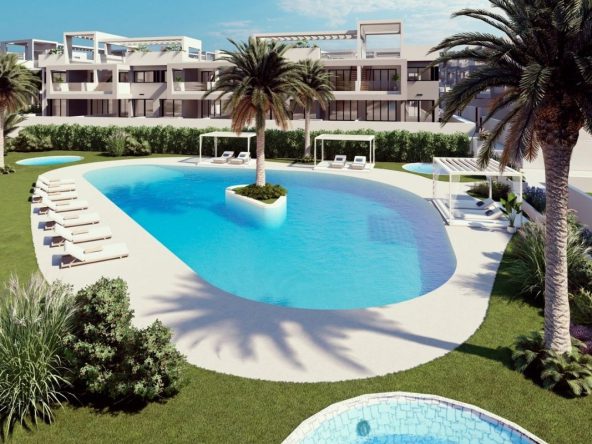 Luxury apartments for sale in Alicante with modern design, spacious interiors, and Mediterranean lifestyle – exterior, interior, and floor plan views