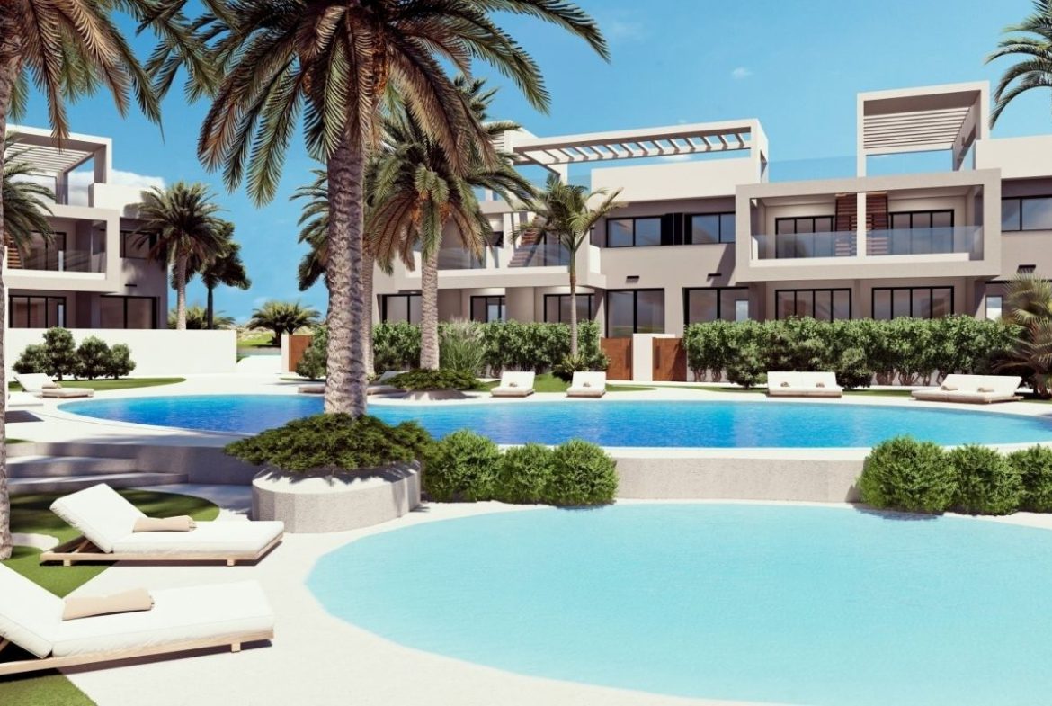 Luxury apartments for sale in Alicante with modern design, spacious interiors, and Mediterranean lifestyle – exterior, interior, and floor plan views