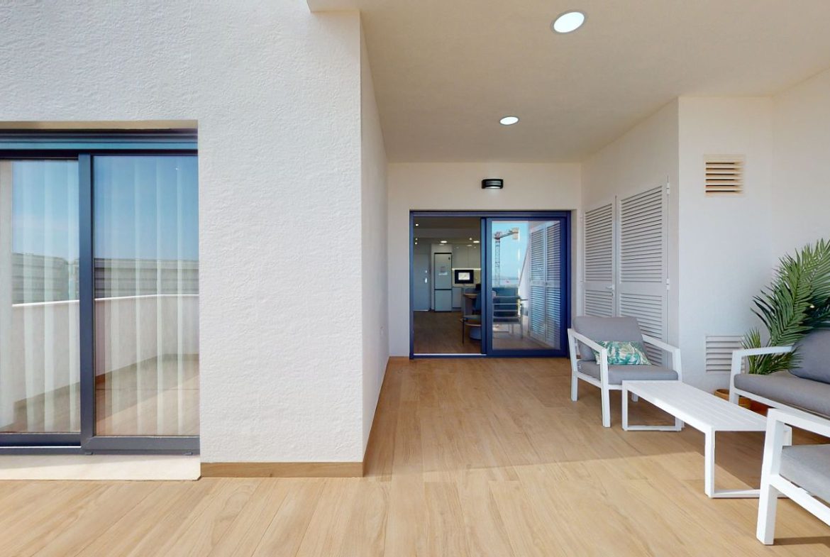 Luxury apartments for sale in Alicante with modern design, spacious interiors, and Mediterranean lifestyle – exterior, interior, and floor plan views