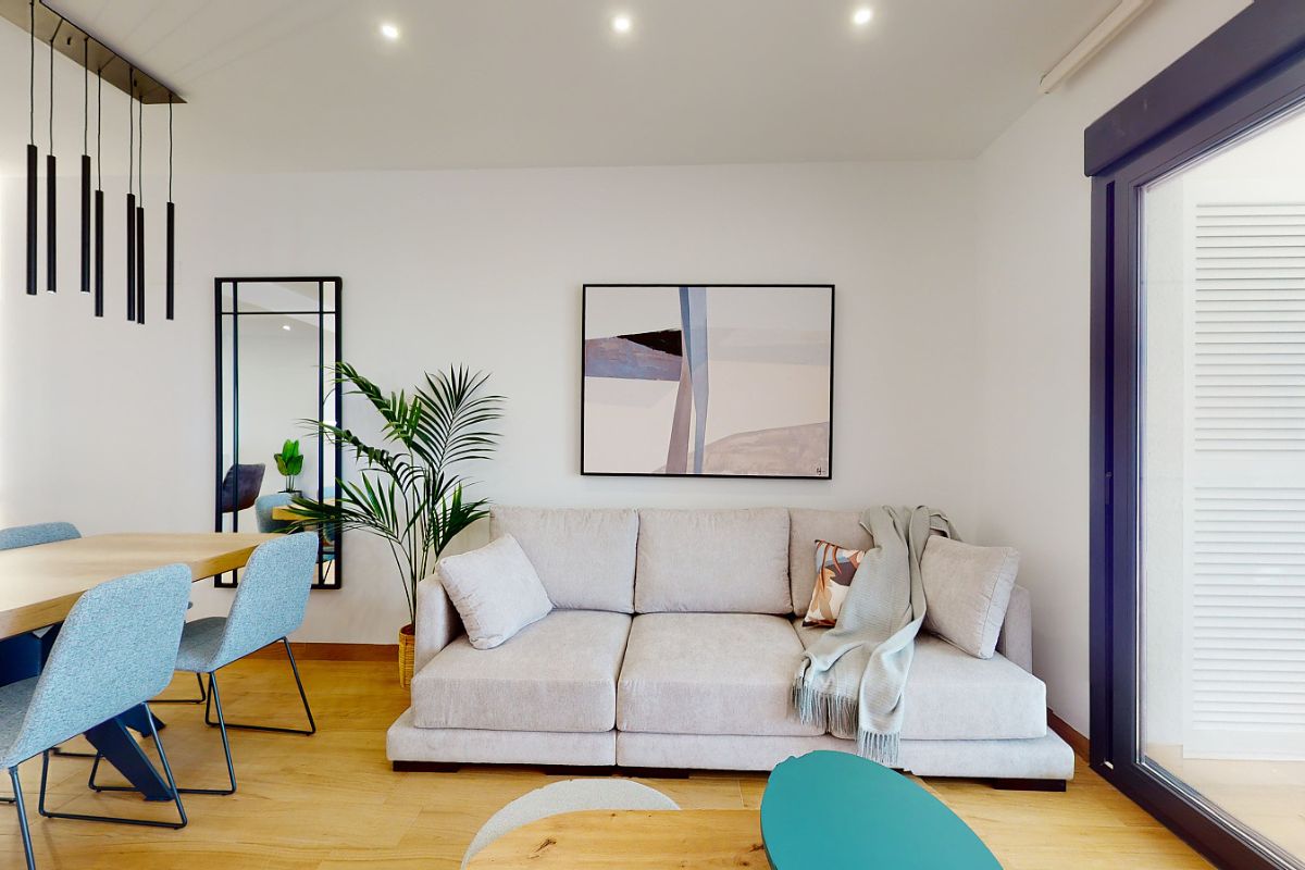 Luxury apartments for sale in Alicante with modern design, spacious interiors, and Mediterranean lifestyle – exterior, interior, and floor plan views