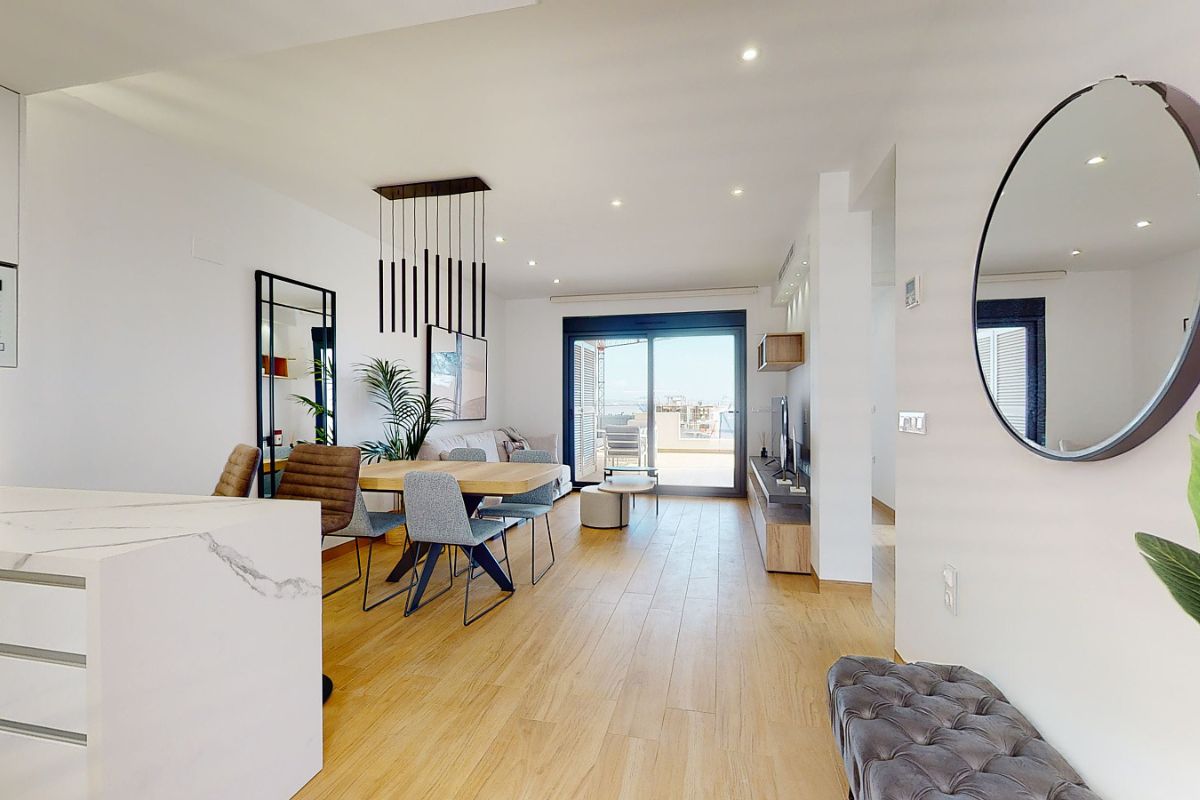 Luxury apartments for sale in Alicante with modern design, spacious interiors, and Mediterranean lifestyle – exterior, interior, and floor plan views