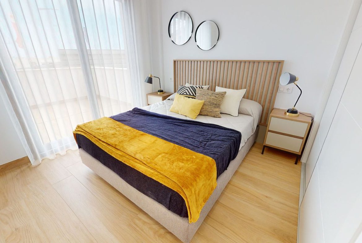 Luxury apartments for sale in Alicante with modern design, spacious interiors, and Mediterranean lifestyle – exterior, interior, and floor plan views