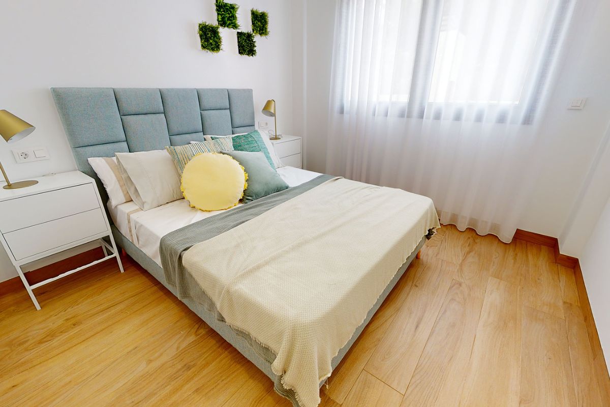 Luxury apartments for sale in Alicante with modern design, spacious interiors, and Mediterranean lifestyle – exterior, interior, and floor plan views