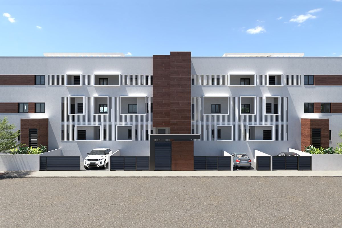 Modern duplex apartments in Alicante with rooftop terraces, garden patios, and beachside living – exterior, interior, and layout views.