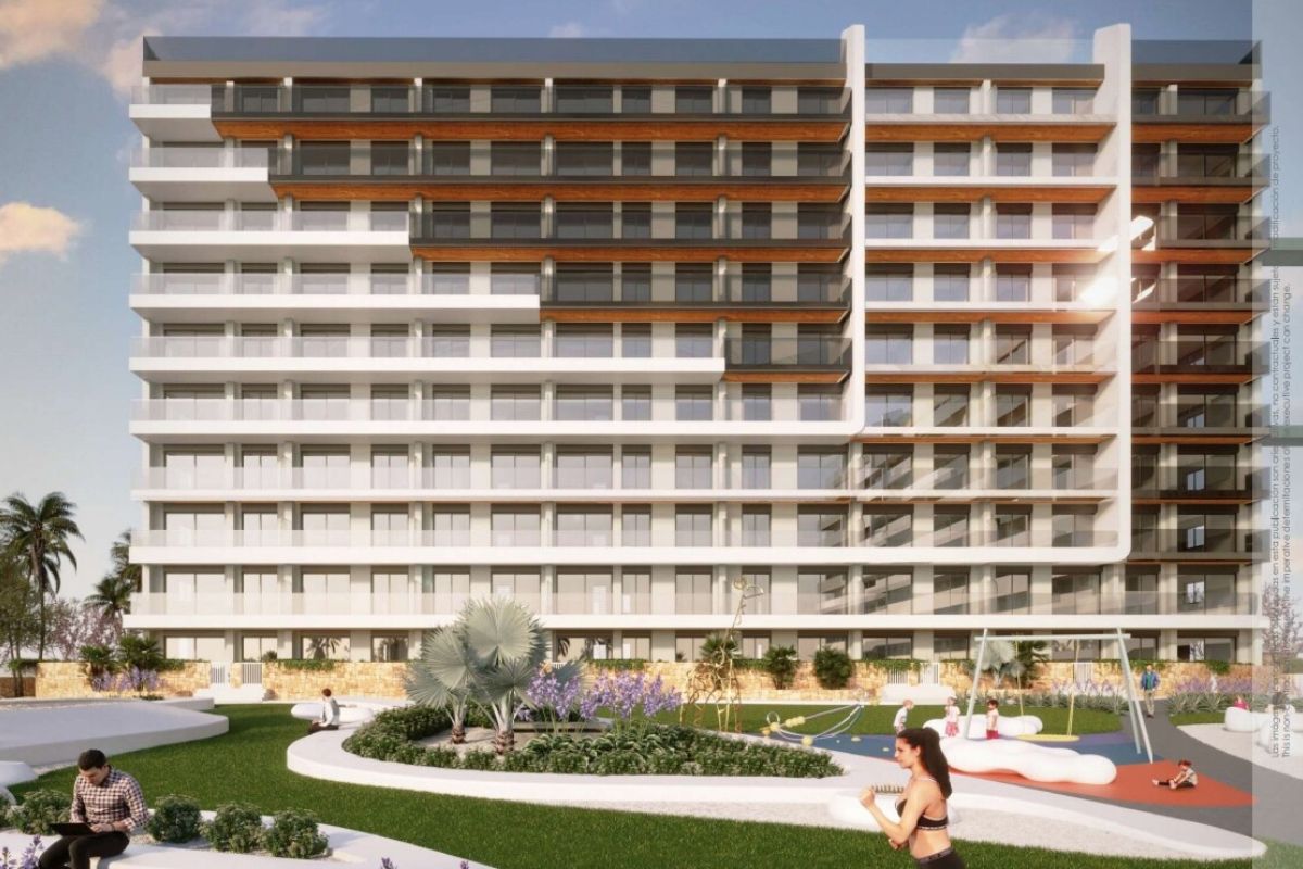 Elegant sea view apartments for sale in Costa Blanca with beach access, modern design, and communal pools.