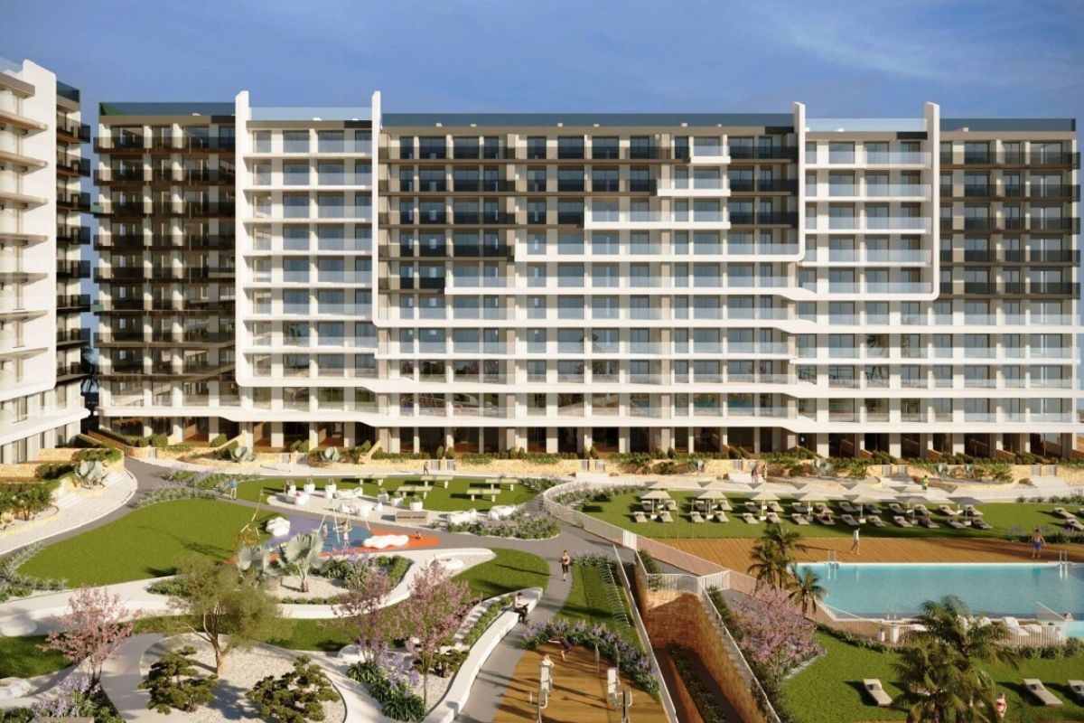 Elegant sea view apartments for sale in Costa Blanca with beach access, modern design, and communal pools.