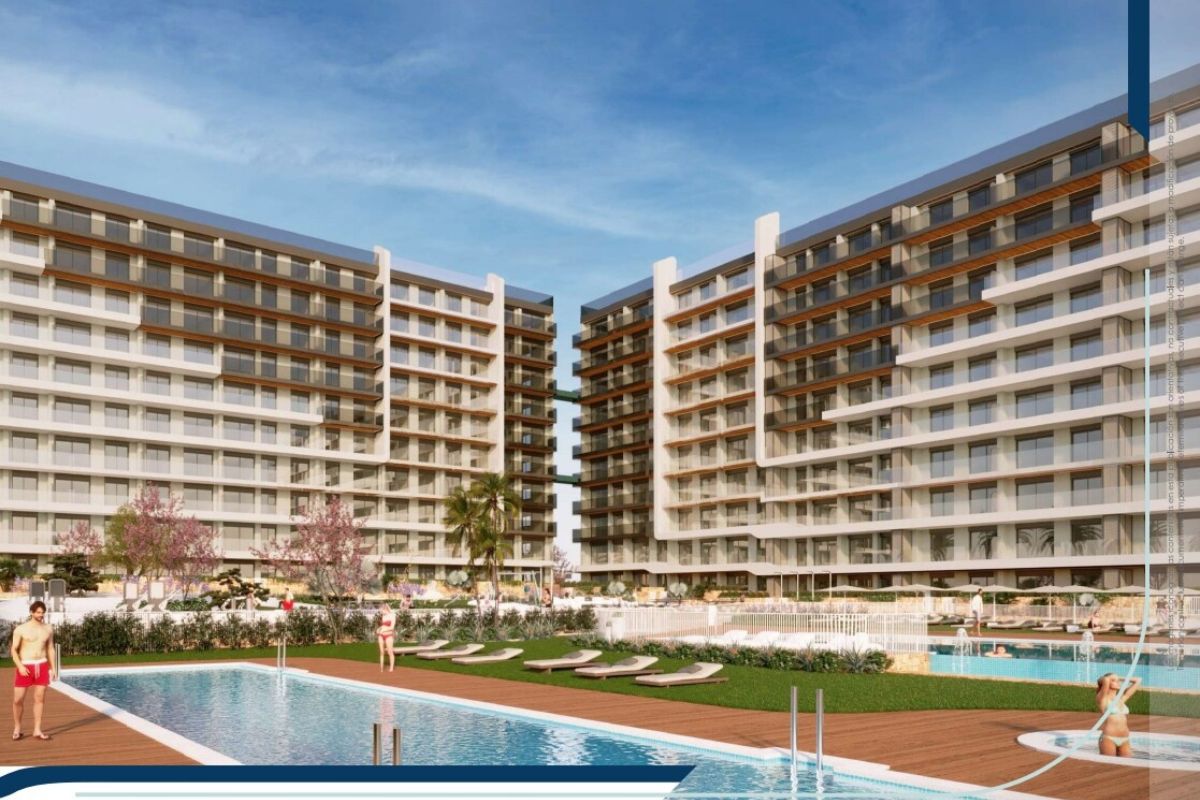 Elegant sea view apartments for sale in Costa Blanca with beach access, modern design, and communal pools.