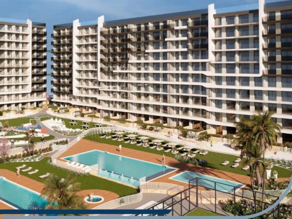 Elegant sea view apartments for sale in Costa Blanca with beach access, modern design, and communal pools.