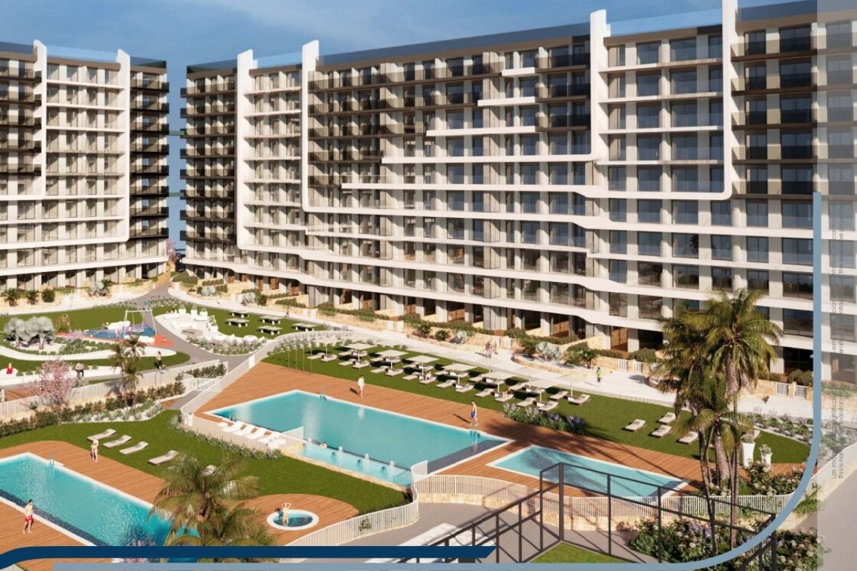 Elegant sea view apartments for sale in Costa Blanca with beach access, modern design, and communal pools.