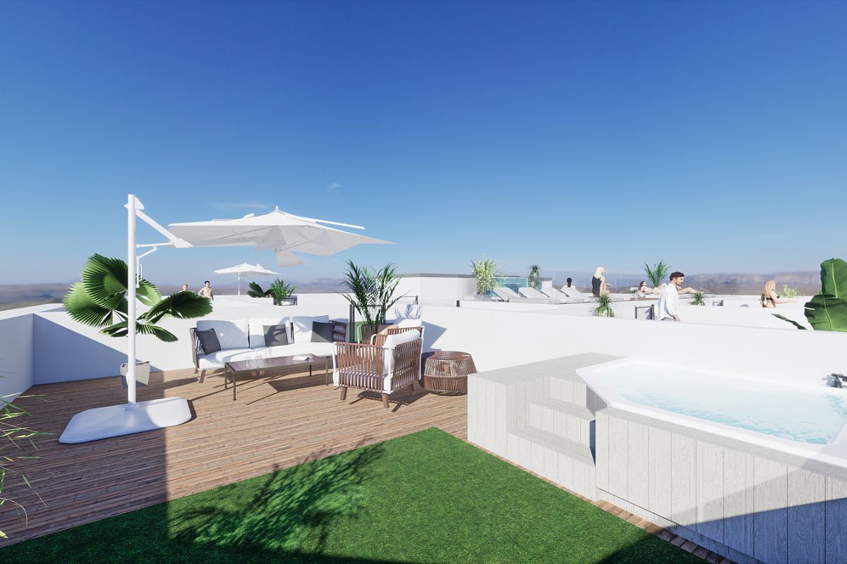 Contemporary beachside apartments for sale in Spain, just 100 meters from the Mediterranean, with modern design, balconies, and excellent location.
