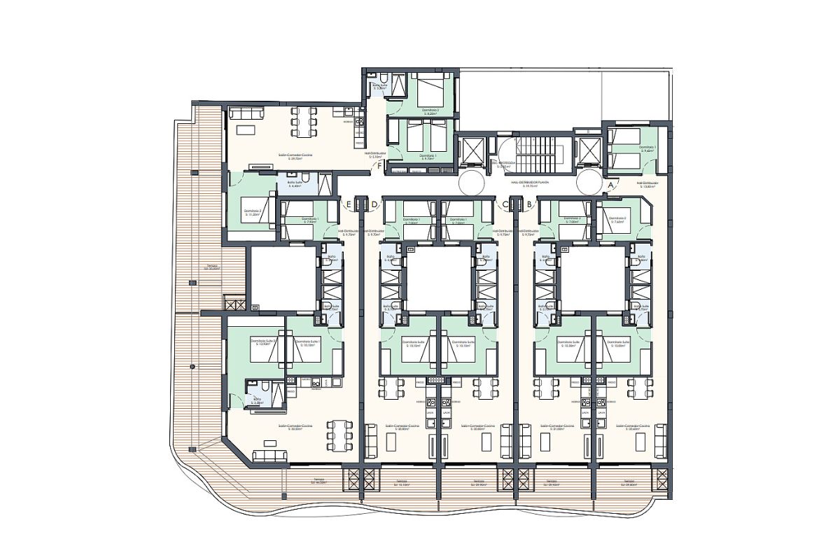 Contemporary beachside apartments for sale in Spain, just 100 meters from the Mediterranean, with modern design, balconies, and excellent location.