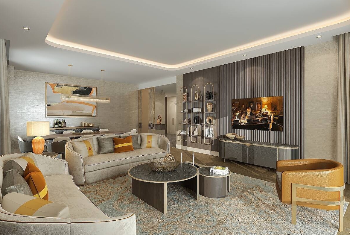 Modern buildings against a clear sky